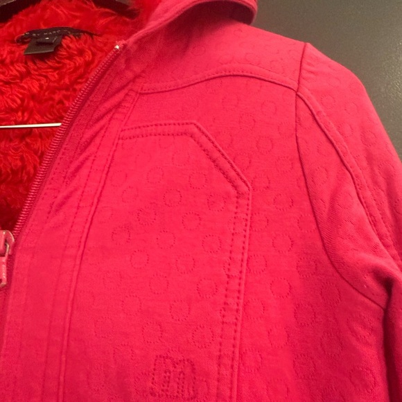 Marc By Marc Jacobs S Y2K vibe Pink Hoodie Sweatshirt with red faux fur hood GUC - Picture 4 of 16
